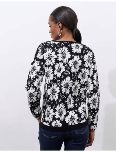 Pull fin jacquard NOIR Femme