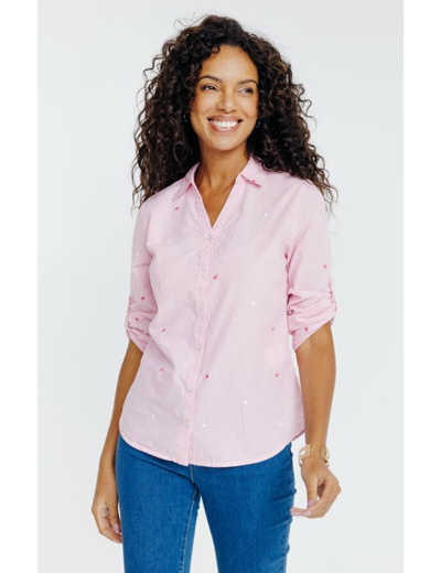 Chemise rayée avec broderie coeur