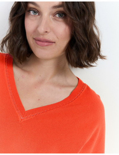 Pull fin uni ORANGE Femme