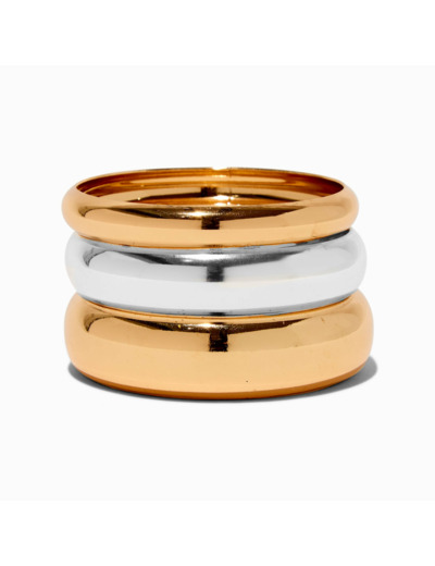 Bracelets fins bangle épais en métaux mixtes - Lot de 3