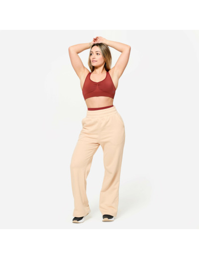 Brassière dos croisé maintien léger Femme, Terracotta