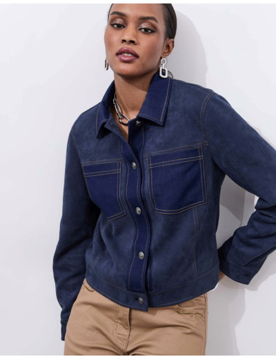Blouson en suédine uni décoré MARINE Femme