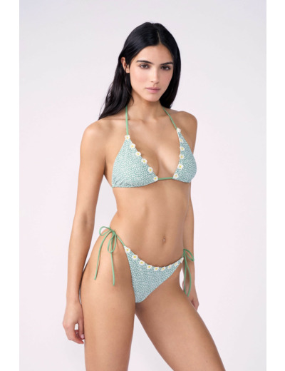Culotte bikini ficelle bas de maillot à nouer fleuri