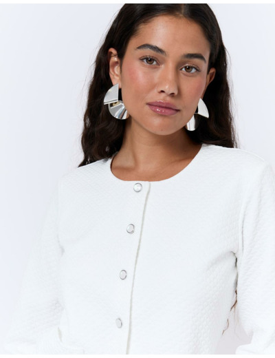 Gilet manches 3/4 uni BLANC Femme