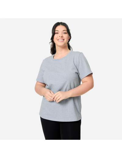 T-shirt fitness femme coton à partir de matière recyclée, bleu