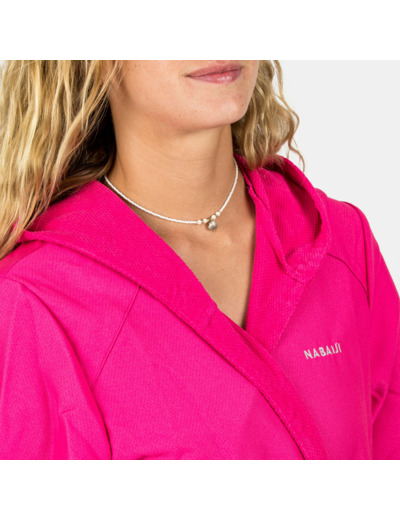 Peignoir de bain compact femme à capuche en microfibre rose