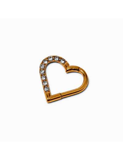 Boucle d’oreille pour piercing rook 1,0 cœur strass en titane couleur dorée
