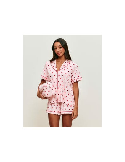 Trousse en jersey à motifs coeurs et coccinelles