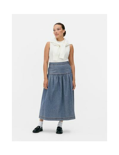 Jupe mi-longue évasée en jean