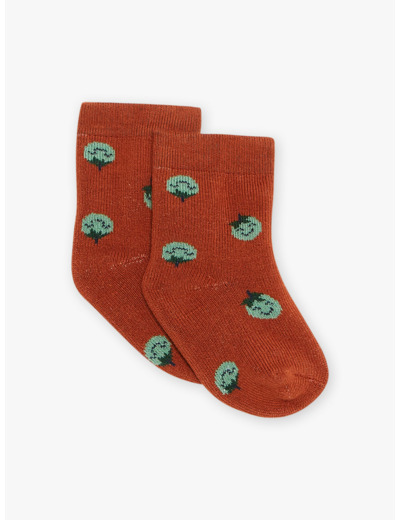 Chaussettes bouclettes rouge brique tomates