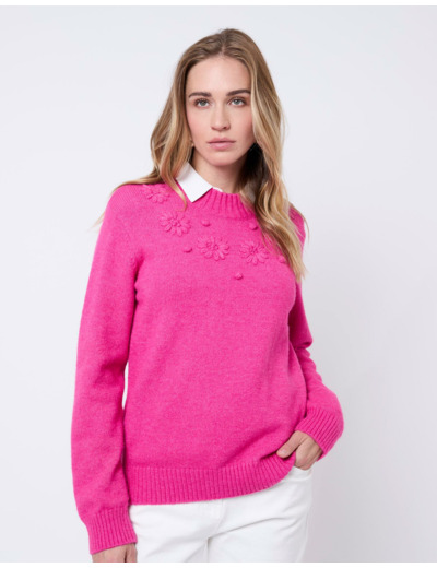 Pull épais uni FUCHSIA Femme