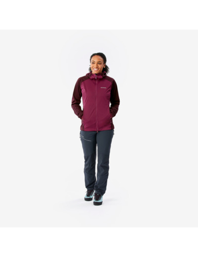 VESTE SOFTSHELL ALPINISME FEMME- Rouge Betterave