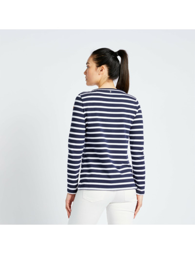 T-Shirt Manches longues - marinière de voile femme Sailing 100 Bleu blanc
