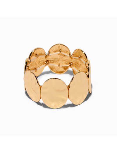 Bracelet élastique disque martelé couleur dorée