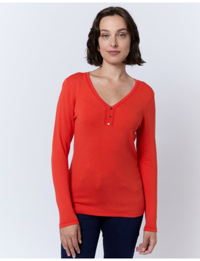 Pull fin uni ORANGE Femme