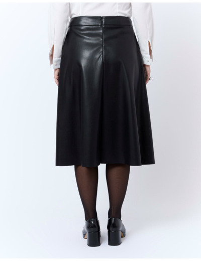 Jupe midi uni NOIR