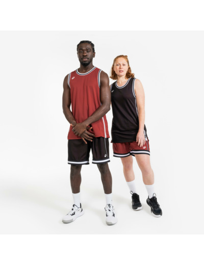 Short de Basketball réversible Adulte - SHORT 500 noir rouge