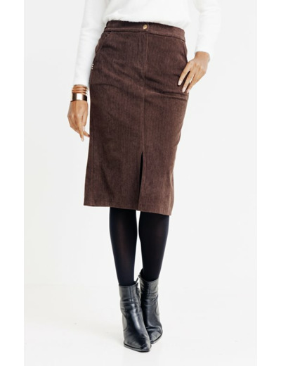 Jupe midi en velours