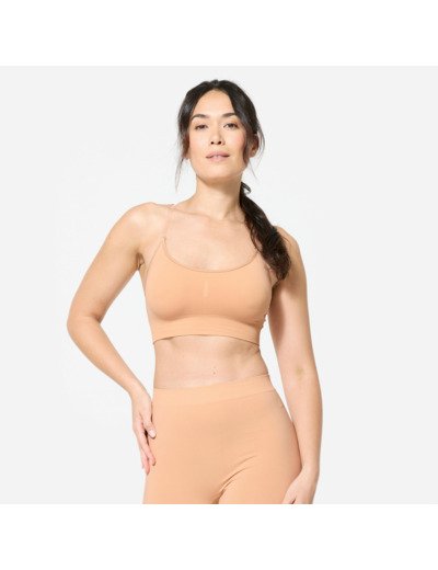 Brassière bretelles amovibles maintien léger Femme, beige
