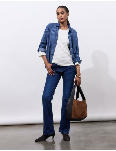 T-Shirt manches courtes en mélange coton uni ECRU Femme