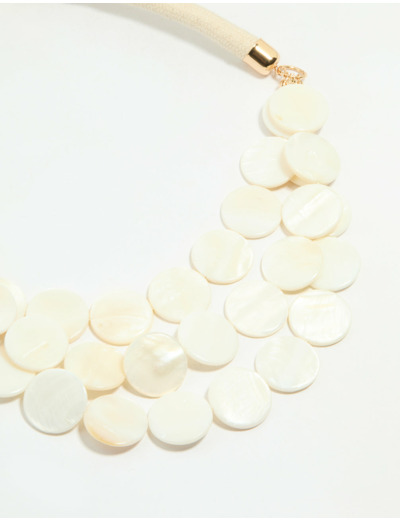 Gold Genuine Shell Layered Disc Cord Necklace