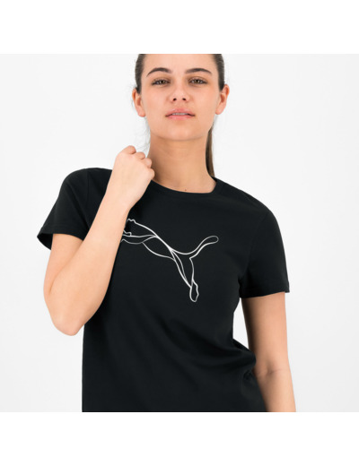 Tee shirt imprimé logo Puma femme - noir