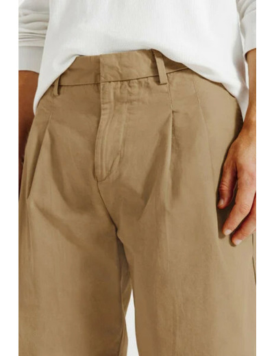 Pantalon skateur double plis avec revers - Beige