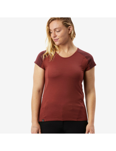 T-shirt de trek manches courtes en laine mérinos Femme - MT500