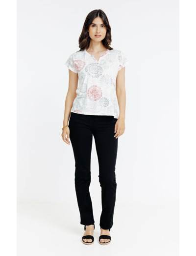 Tee-shirt imprimé col mao