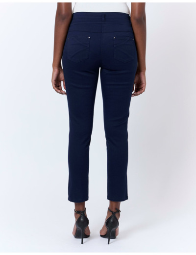 Pantalon 7/8 slim uni MARINE Femme
