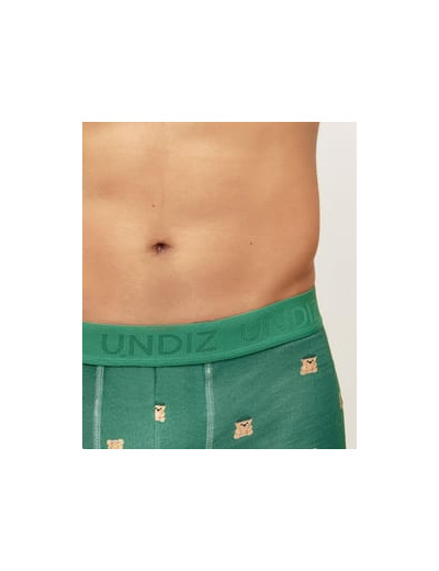 Boxer vert en coton motifs oursons