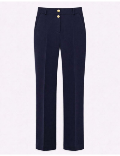 Pantalon long large uni MARINE Femme