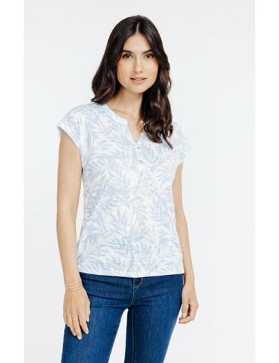 Tee-shirt imprimé col mao