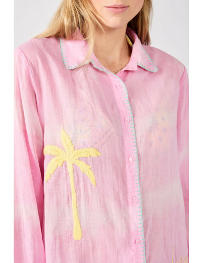 Robe chemise brodée en coton,Robe chemise brodée en coton;${refinementColor}