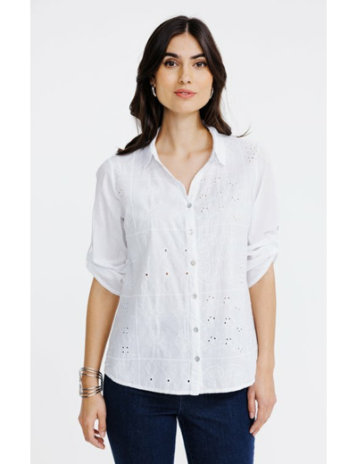 Chemise unie avec mix matières