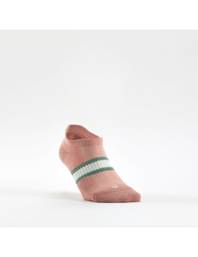 Chaussettes de sport basses Decathlon RS 500 motifs rose, blanc, vert.