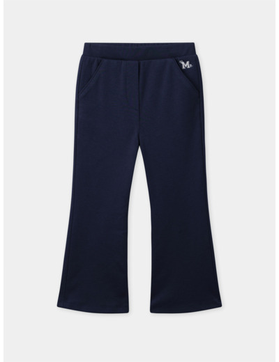 Pantalon wide leg bleu foncé avec poche imprimé Fille