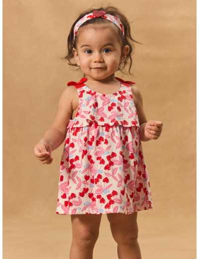 Robe body imprimée cerises coeurs
