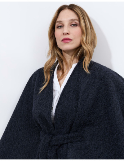 Cape en aspect lainage unie MARINE Femme