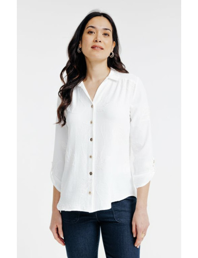 Chemise brodée avec boutons fantaisie