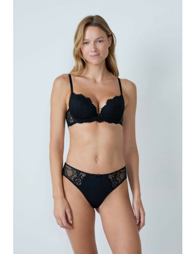 Hipster en microfibre et dentelle,Hipster en microfibre et dentelle;${refinementColor}