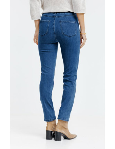 Pantalon en denim détails snaps et zip