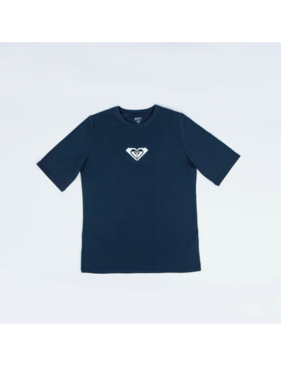 Tee shirt anti UV manches courtes Femme - Logo bleu indigo