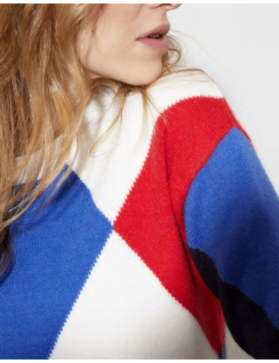 Pull épais color bloc BLANC Femme