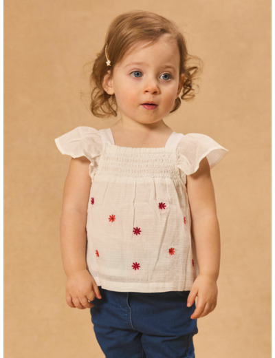 Blouse à smock brodée