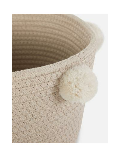 Panier de rangement tressé à pompons