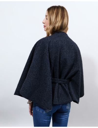 Cape en aspect lainage unie MARINE Femme