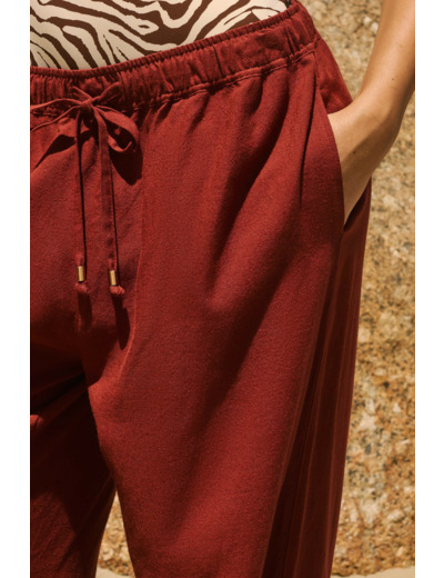 Pantalon fluide élastiqué,Pantalon fluide élastiqué;${refinementColor}