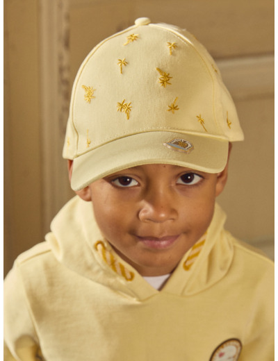 Casquette jaune brodée palmiers