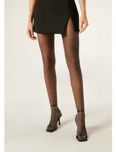 Collant transparent 20 deniers à paillettes